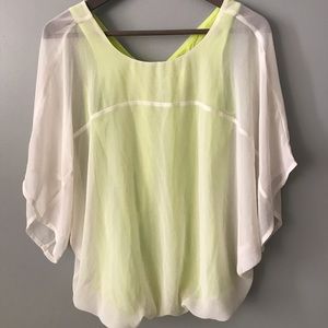 Express lime green and white top NWT